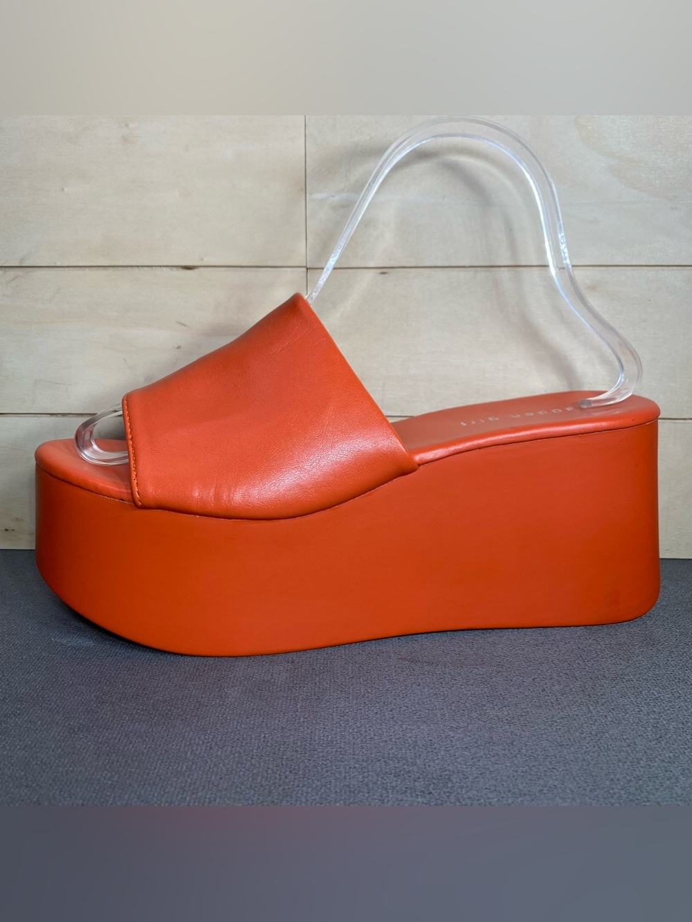 Madden Girls Cake Platform Slides Sandals Women's Size 7.5 M Shoes Orange - Picture 4 of 12